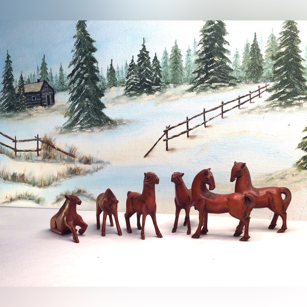 Vintage Folk Art Carved Horses